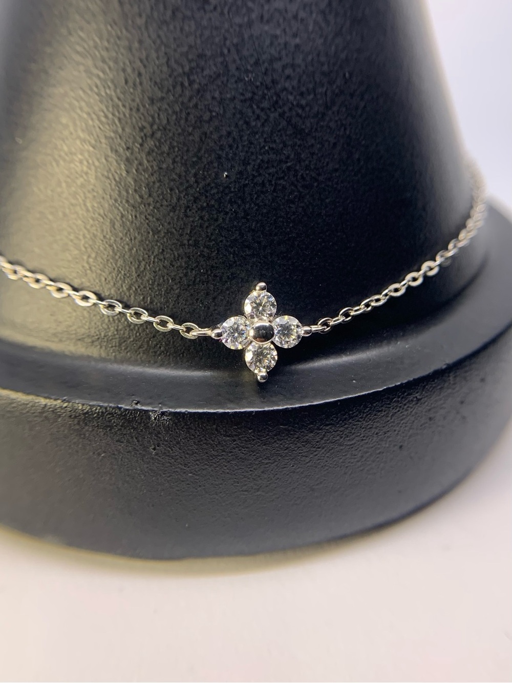Moissanite Bracelet Adjustable Sterling Silver 926 Floral Clover Bracelet